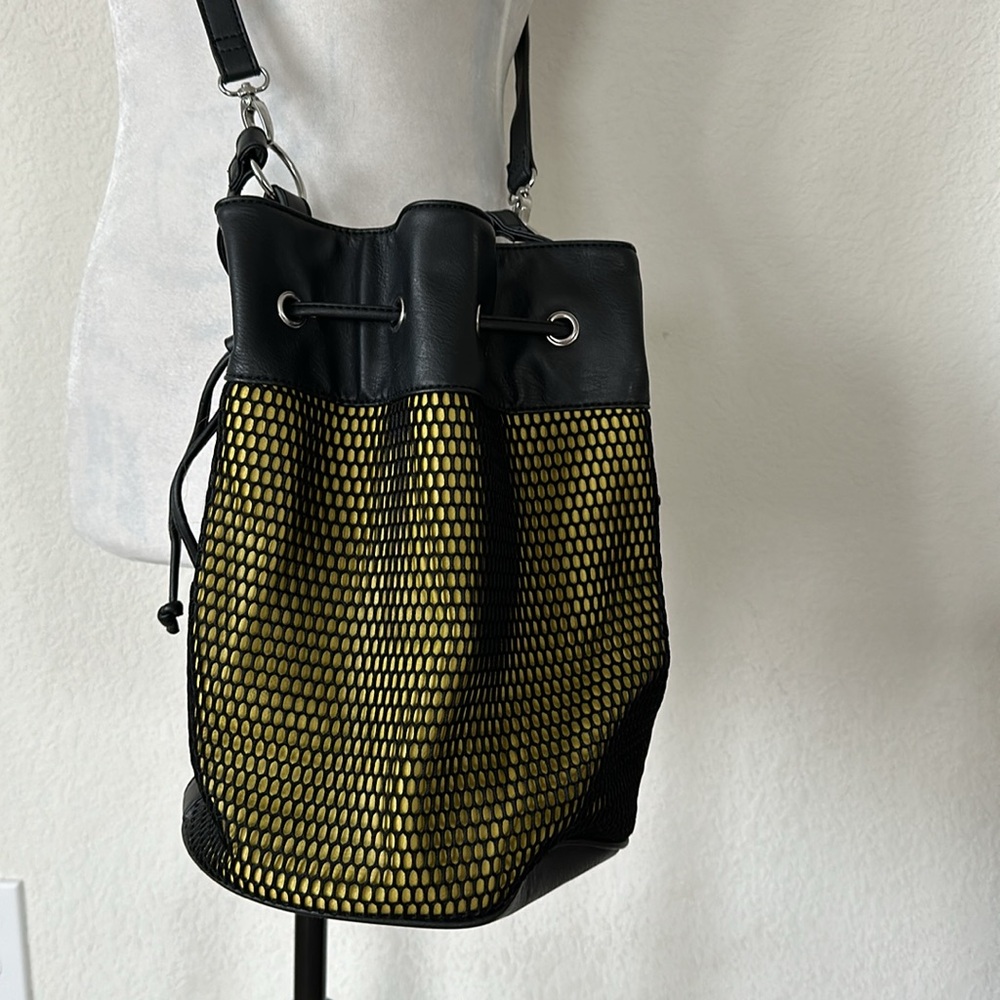JustFab • Lemon Lime Mesh Bucket Bag